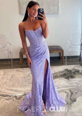 Lynn | Mermaid Plus Size Emerald Green Long Prom Dress - Price #price_variant_lowest# - Light Purple - PromDressClub